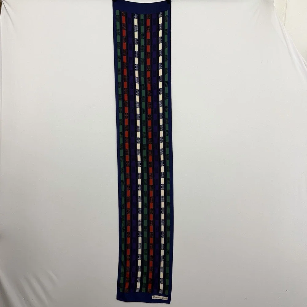 Vintage Christian Dior 100% Silk Scarf Multi Color Abstract 10 1/2